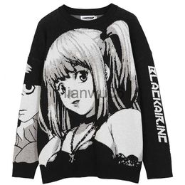 Men's Sweaters Harajuku Sweater Men Anime Pattern Streetwear Knitted Sweaters Men Hip Hop Vintage Japanese Style Casual Sweater for Women Man J230806