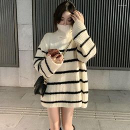 Women's Sweaters Loose Korean Version Of Turtle Neck Y2K Retro Fashion Casual Gothic Punk Hip Hop Street Sweet And Beautiful Top.