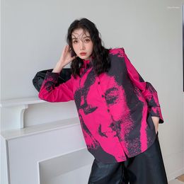 Women's Blouses Portrait Printing Long Sleeve Shirt Spring Autumn Women Streetwear Fashion Hip Hop Harajuku Loose Casual Tops Blouse Female