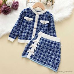 Girl's Dresses Children Girl Pastoral Knitted Set Clothes Clothing for Baby Kids Autumn winter Princess Fashion Casual Cute Bow Top+short Dress R230816