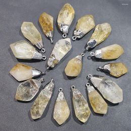 Pendant Necklaces Fashion High Quality Natural Stone Mine Irregular Healing Crystal Topaz Charm Women Necklace Jewelry Making 6PCS