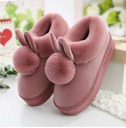 Boots Female Large Base In Winter To Keep Warm And Occupy The Velvet Non-Slip Boots Lovely Rabbit Ear Hair Bulb Ladies BootsL0816