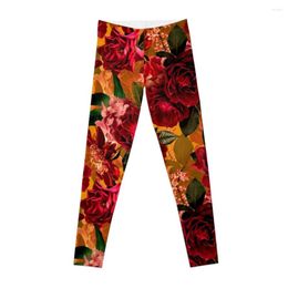 Active Pants Antique Summer Day Botanical Flower Rose Garden Leggings Sport Workout Women For Gym