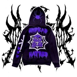 Men's Hoodies Sweatshirts Hoodie Spider web skull Graphics zip Hooded Sweatshirt Y2k Jacket Harajuku Clothes Sweater Women Top Goth Hip hop Grunge 230815