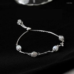 Link Bracelets Silver Colour Moonstone Bracelet For Women Branch Irregular Jewellery Girl Birthday Gift Drop Wholesale