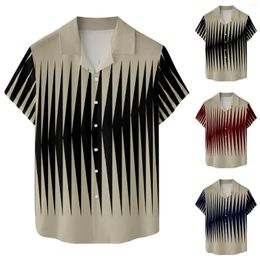 Men's T Shirts Casual Solid Dress Mens Fashion Beach Seaside 3D Digital Printing Buckle Lapel Short Sleeve Shirt Long Top