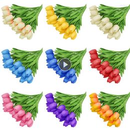 Decorative Flowers 34 Cm Tulip Artificial Flower 10pcs PU Fake For Wedding Ceremony Decor Home Garden Bouquet Multicolor Optional