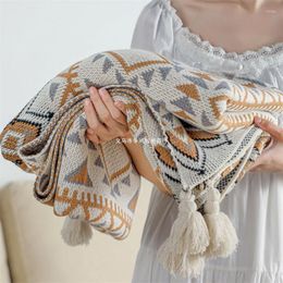 Blankets Modern Simple Tassel Cover Blanket Thickened Knitted Bohemian Office Nap Air-conditioning Sofa Baby