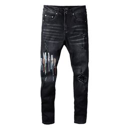 Miri Jeans Mens Designer Jeans Top Quality Letter Embroidery Logo Motorcycle Denim Pants Baggy Ksubi Jeans Fashion Holes Hip Hop Street Trousers Size 28-40 VMUR