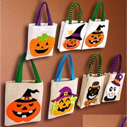 Gift Wrap Halloween Tote Bag Trick Or Treat Pumpkin Reusable Canvas Handbag Grocery Shop Party Favor Goodie Bags Drop Delivery Home Ga Dh6Wt