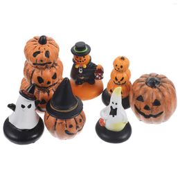 Garden Decorations 7 Pcs Retro Dining Table Desktop Halloween Decors Mini Resin Ghost Miniature Ornaments Tabletop Party Pumpkin