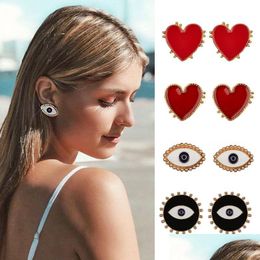 Stud Luxury Designer Earrings Jewelry Women 14K Gold Heart Lips Evil Eye Earring Jewellry Accessories For Girl Drop Delivery Dh13N