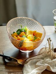Bowls Creative Nordic Phnom Penh Glass Bowl Transparent Salad Fruit Scoop Diagonal Tableware