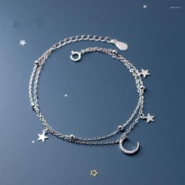 Link Bracelets Fashion Crystal Star Moon Charm For Women Elegant Korean Wedding Party Jewellery Sl524