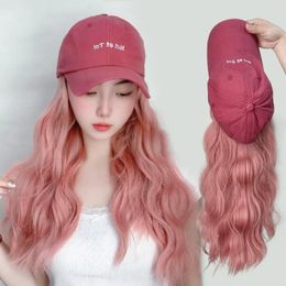 Ball Caps Pink Wig Women Long Curly Wigs Hat Punk Y2K Cap Street Fashion Bonnet Casual Sweet Visor Cotton Baseball