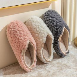Slippers Women Thick Platform Plush Winter Indoor Warm Home Cotton Shoes Leisure Men Ladies Anti-Slip