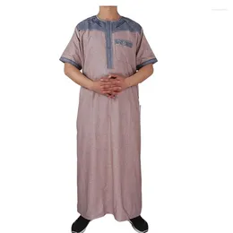 Ethnic Clothing Muslim THOBE Arab Men Islamic Cotton And Linen Two-PieceS Round Neck Short Sleeve Robe PANTS