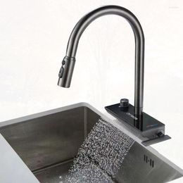 Kitchen Faucets Waterfall Pull Out Spout Faucet Sink Mixer Tap Smart Digital Display Temperature Multiple Modes Outlet Water