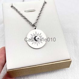 Pendant Necklaces TV Series The Eclipse Ayan Khaotung Cosplay Moon Star Circular Pendant Titanium Steel Necklace Lovers Jewellery Accessories J230817