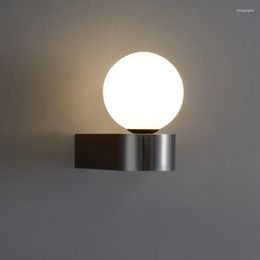 Wall Lamp Minimalist LED For Bedside Bedroom Indoor Glass Ball Light Sconce With G9 Aisle Interior Lamps