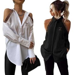 Womens Blouses Shirts Spring Designer Print Tops Long Sleeved Casual Off Shoulder Free Ship