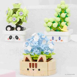 Blocks Flower Building Block Set Plant Potted B Toys Sunflower Rose Flower for Romantic Kit Assembly B Toys For Kids Gift R230817