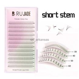 False Eyelashes Rujade short stem premade mega volume fans eyelash extensions mixed sharp stem russian volume prefanned lash extension supplies HKD230817