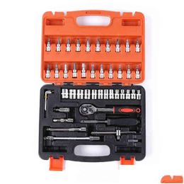 Professional Hand Tool Sets 46Pcs Car Repair Kit Wrench Set Head Ratchet Pawl Socket Spanner Screwdriver Metalworking H220510 Drop D Dhee3