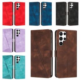 PU Leather Wallet Cases For Samsung M54 M53 M33 A54 A53 A34 A33 A32 A24 A23 S23 FE S22 M14 5G X Cover 5 6 4 Triangle Vertical Lines Cash ID Credit Card Holder Flip Cover Purse