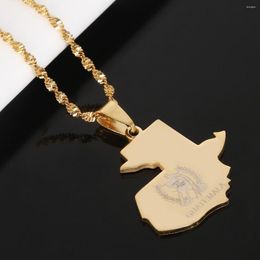 Pendant Necklaces Stainless Steel Gold Colour Guatemala Map Necklace Trendy Flag Chain Jewellery