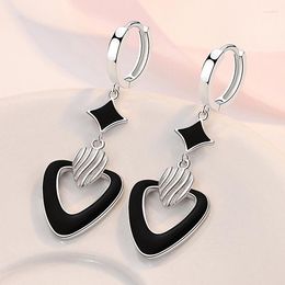 Hoop Earrings KOFSAC Glamorous Black Star Heart Women Party Accessories Fashion 925 Sterling Silver Earring Jewellery Lady Gift