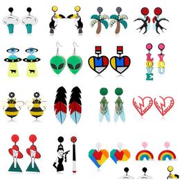 Stud Yaologe Acrylic Cute Big Drop Earrings Astronaut Food Tassel Jellyfish Octopus Pearl For Women Trendy Jewellery Party Dangle Deli D Dha7Y