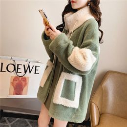 Women's Hoodies Sweatshirts Cashmere Lamb Hair Cardigan Coat AutumnWinter 2023 Jacket Versatile Thickened Mid length Sweater 230817