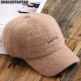 Ball Caps Fashion Letter Embroidery Women Baseball Cap Lady Autumn Winter Thermal Snapback Peaked Students Hat Millinery