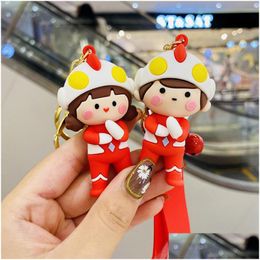 Keychains Lanyards Wholesale Fashion Keychain Key Chain Buckle Lovers Car Handmade Men Women Bags Traman Cartoon Doll Pendant Acce Dhiqf