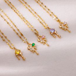 Pendant Necklaces 316L Stainless Steel Teardrop Flower Zircon Necklace For Women Gold Color Jewelry Gift Accessorie Wholesale