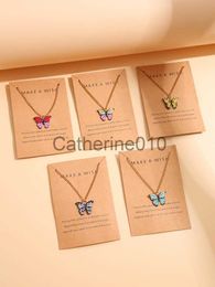 Pendant Necklaces 5Pcs Fashion Women Necklace Korea Style New Butterfly Pendant Necklace Gift For Girl Cute Lovely Neck Jewelry Wholesale Jewelry J230817