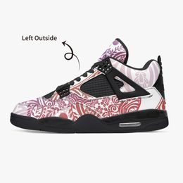 DIY custom basketball shoes mens and womens beautiful symmetrical leaf patterns trainers outdoor sports 36-46