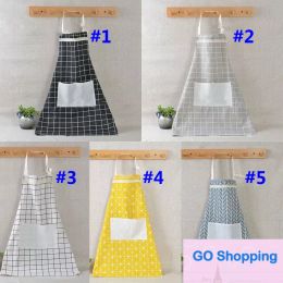 Plaid Lace Apron Korea Adjustable Kitchen Cooking Apron Unisex Kitchen Cook Apron With Pockets Home Textiles Tool Top Quality