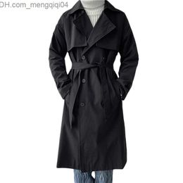 Men's Jackets Korean Fashion Trend Men's Loose Casual Belt Coat Spring New Loose Trench Long Sleeve Men's Coat Large Street Suit Z230817