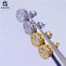 Hoop Huggie MM Earrings Classic Round S925 Silver Real Diamond Iced Out Ear Studs For Women Men HighEnd Jewellery Pass Tester 230817