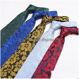 Neck Ties Fashion Accessories Polyester Jacquard Flower Pattern Men Business Male Necktie Dress Gift 8Cm Drop Delivery Dh5Al