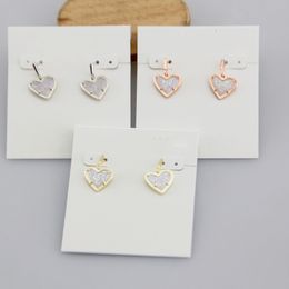 Dangle & Chandelier Hook Stone Real 18K Gold Plated Heart White Druse Dangles Earrings Jewelries Letter Gift With free dust bag