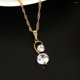 Pendant Necklaces Fashion African Crystal Jewelry Gold Color Necklace Women Wedding Accessories