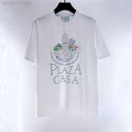 Men's T-Shirts Good Quality 2023ss Casablanca Fashion T Shirt Men Casablanca Swan Print Oversized Women Short Sleeve Tees