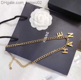 Pendant Necklaces 23ss Fashionable 18K Gold Plated Stainless Steel Necklaces Choker Letter Pendant Statement Fashion Womens Necklace Wedding Jewellery Z230819