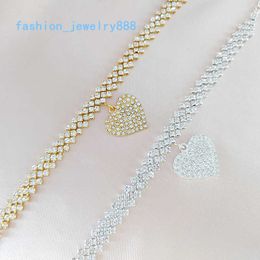 Trendy Fashion Designer Love Necklace Ankle Full Diamond Personalized Heart shaped Pendant Ankle Summer Beach Sexy Shiny Shoes Girl Fashion