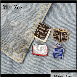Pins Brooches Read More Books Enamel Reading Magic Book Badge Brooch Lapel Denim Jeans Shirt Bag Pins Cartoon Jewelry Gift For Kid Oa Dhofn