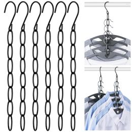 Hangers 6/10Pcs Metal Chain Clothes With 7 Slots Multiple In One Collapsible Vertical Hanger Closet Organizer