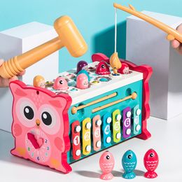 Sports Toys 9 w 1 Działanie Dziecko Kostka Magnetyczna Woodpecker Game Clock Piano Sensory Montessori Toy dla małych dzieci 230816